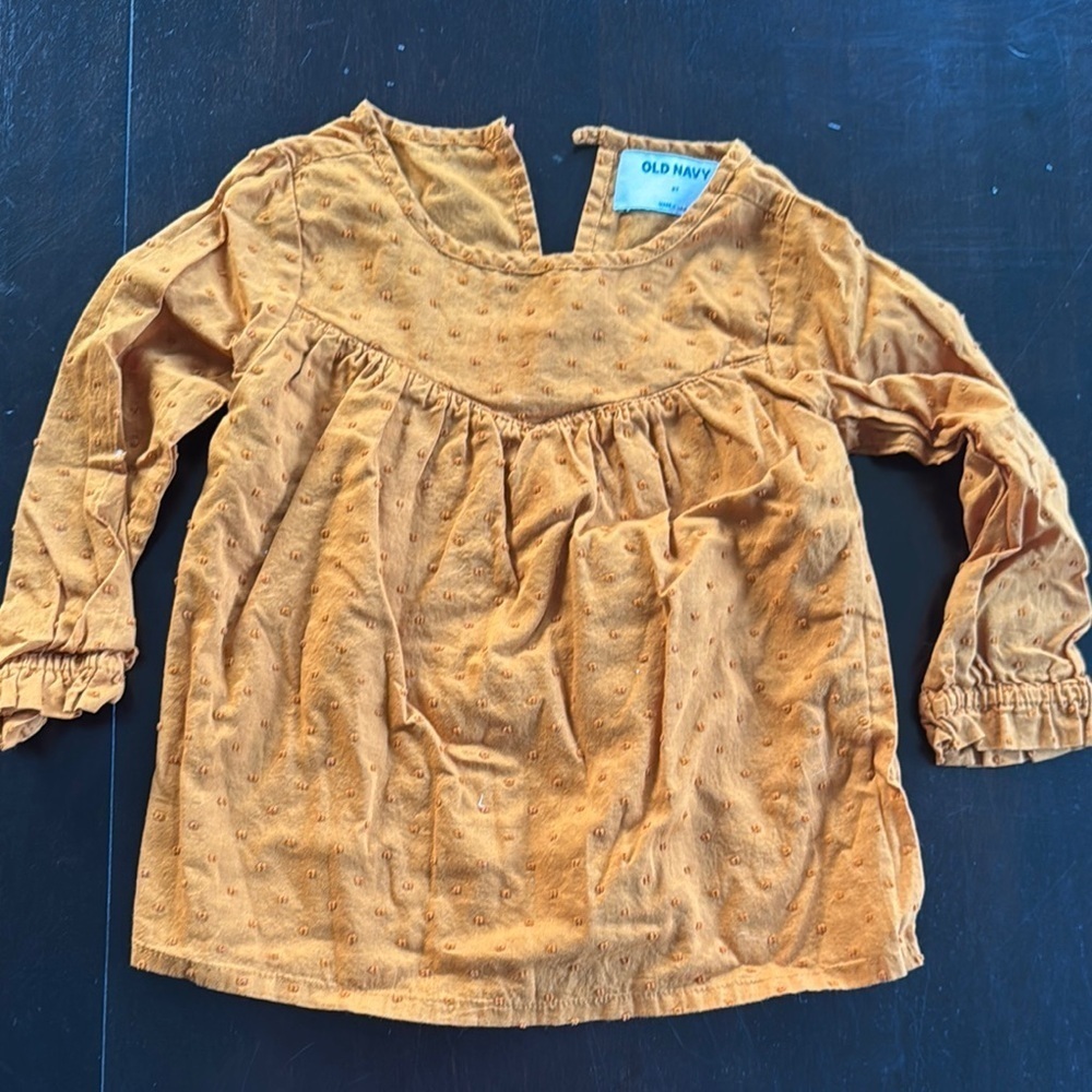 Old Navy Orange Blouse with Gathered Neckline